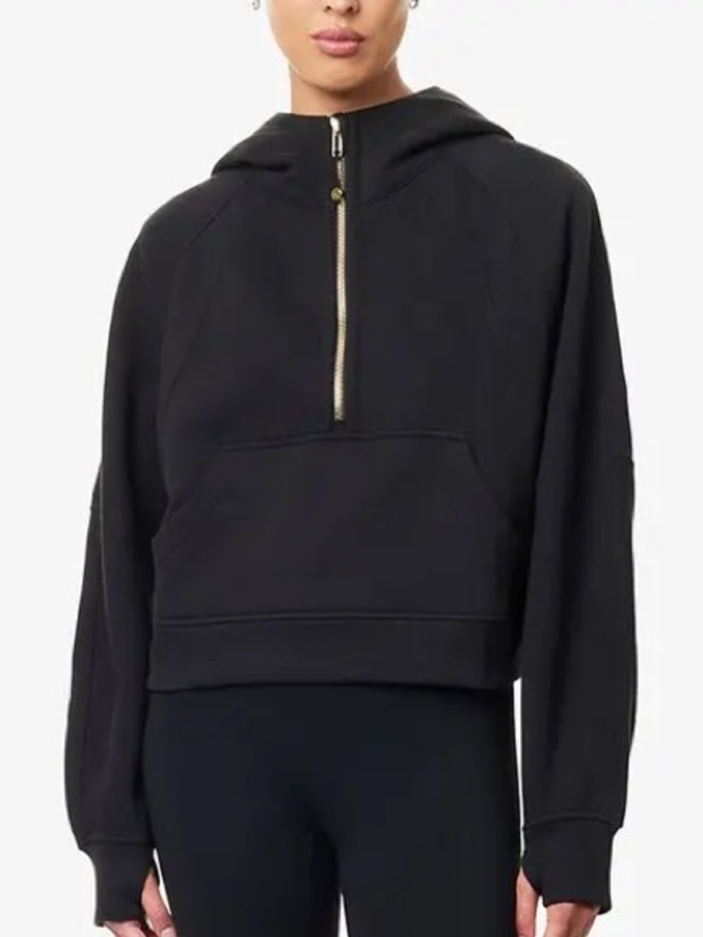 lululemon athletica Black Half-Zip Cropped Hoodie